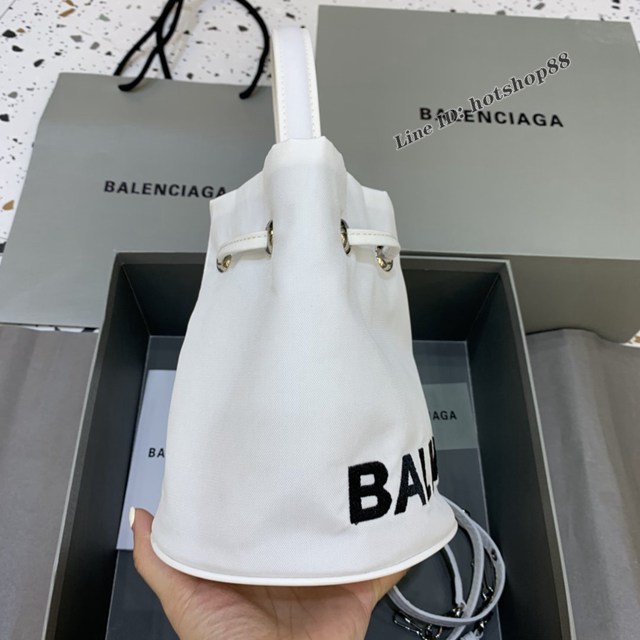 Balenciaga專櫃爆款Balen超輕水桶包 巴黎世家白色帆布手提包 fyj1495